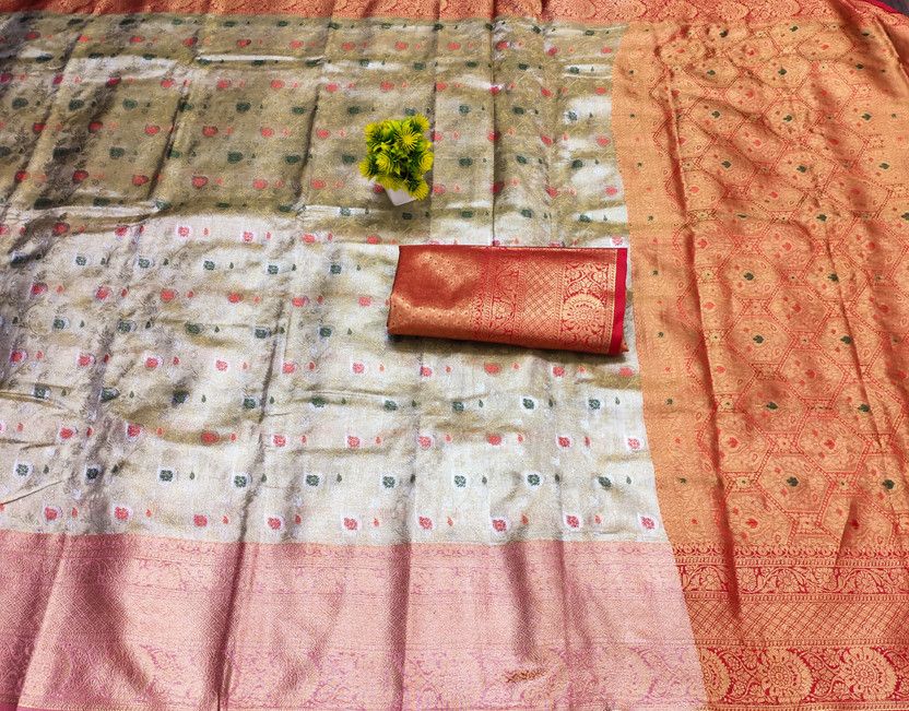 Self Design Bollywood Tissue Saree  (Orange)