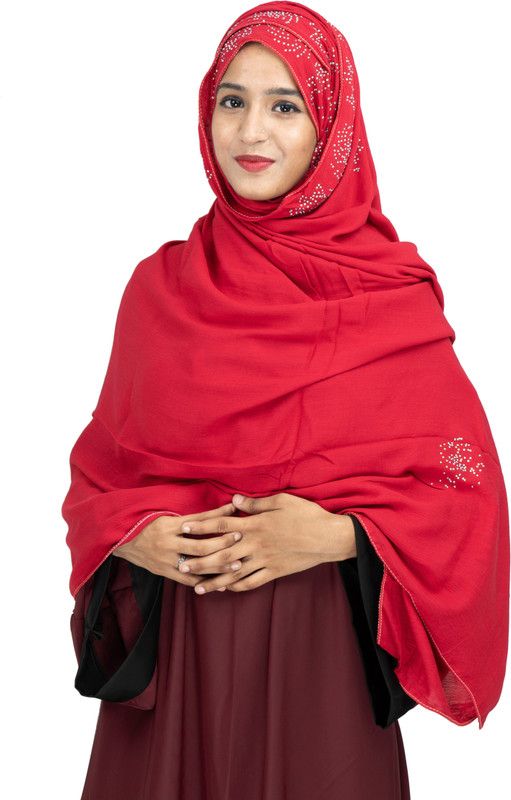 MODEST CITY HIJAAB COTTON RED 154 Cotton Blend Burqa With Hijab  (Multicolor)