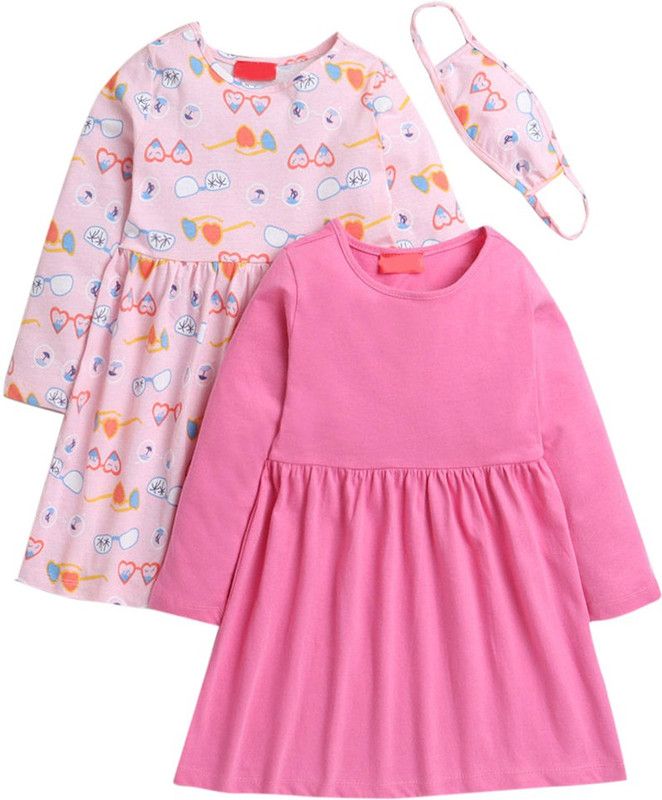 Girls Midi/Knee Length Casual Dress  (Multicolor, Full Sleeve)
