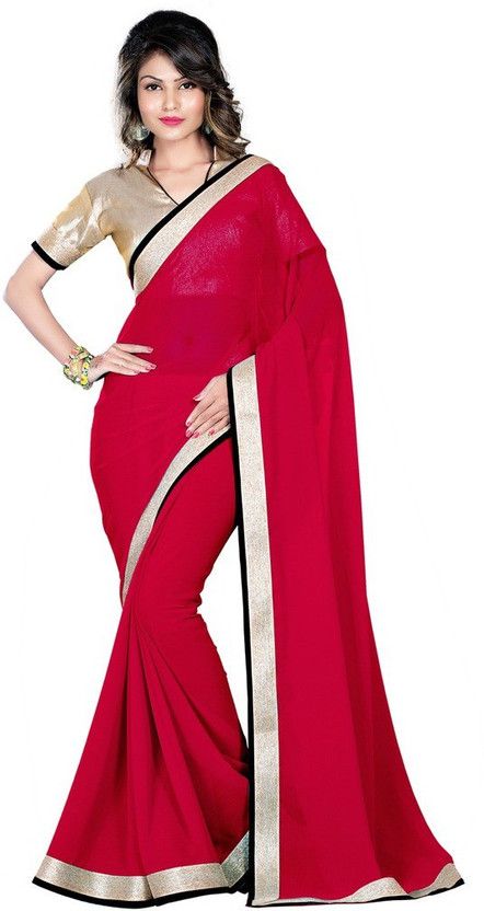 Printed Bollywood Georgette Saree  (Red)