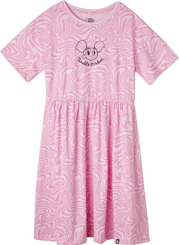 Girls Midi/Knee Length Casual Dress  (Pink, Half Sleeve)