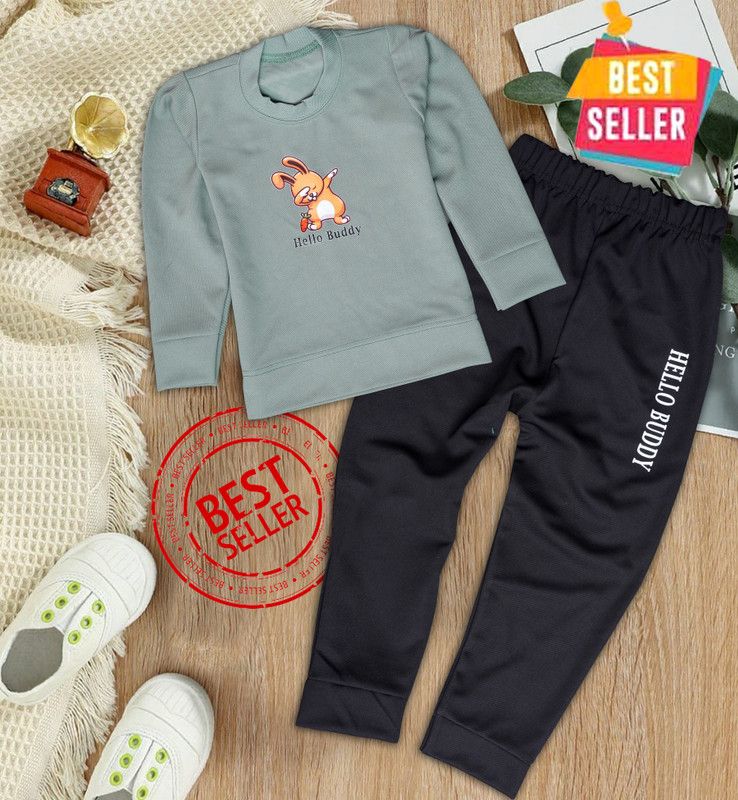 Baby Boys Casual T-shirt Track Pants  (Grey)
