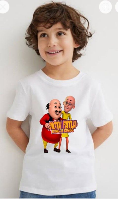 Baby Boys Printed Pure Cotton T Shirt  (White, Pack of 1)
