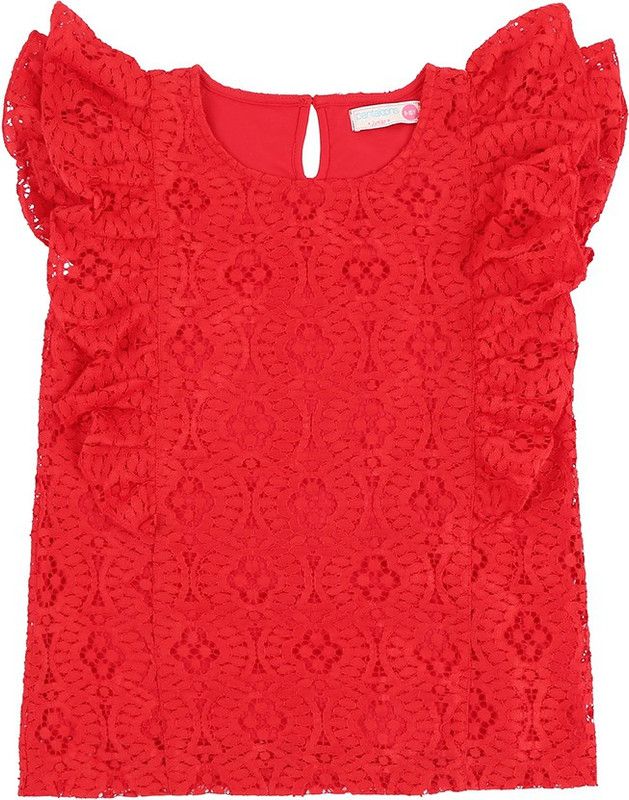 Girls Georgette Blouson Top  (Red, Pack of 1)