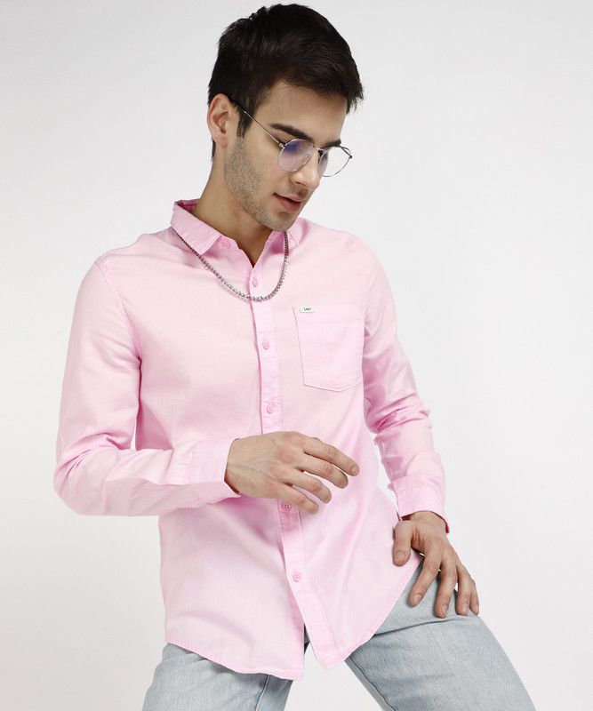 Men Slim Fit Self Design Club Collar Casual Shirt