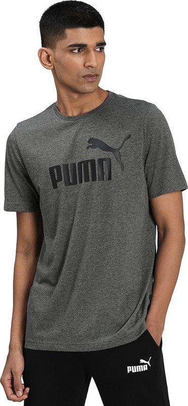 ESS Heather Tee Men Solid Round Neck Polyester Green T-Shirt