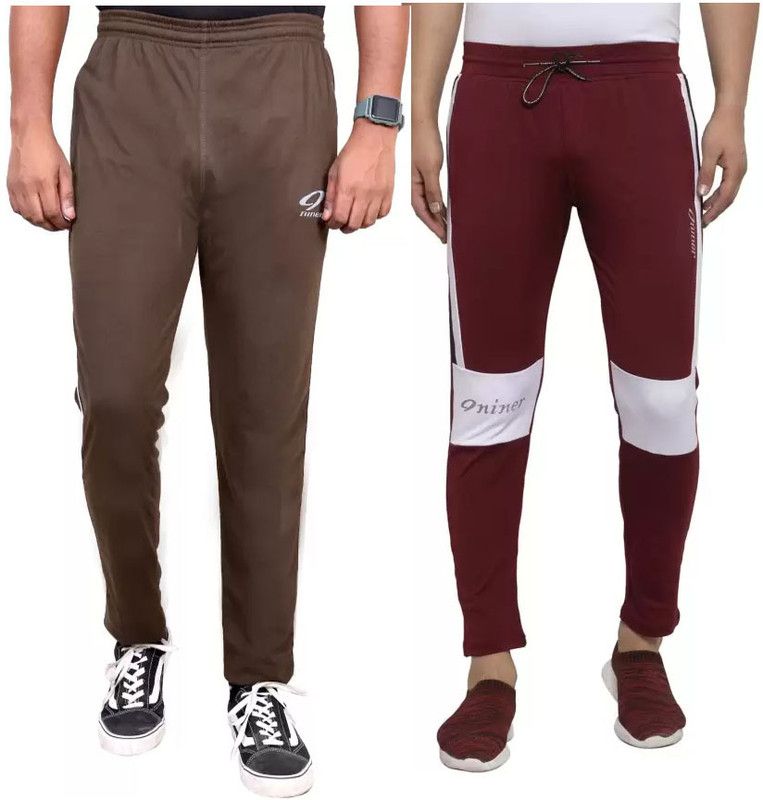 Pack of 2 Men Solid Maroon Track Pants