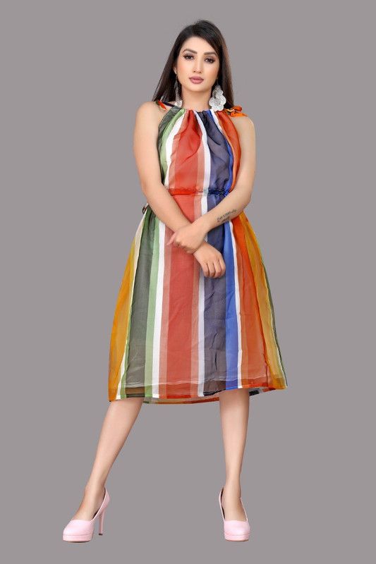 Women Peplum Multicolor Dress