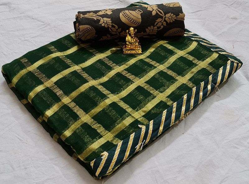 Fashion Viscose Rayon Saree  (Dark Green)