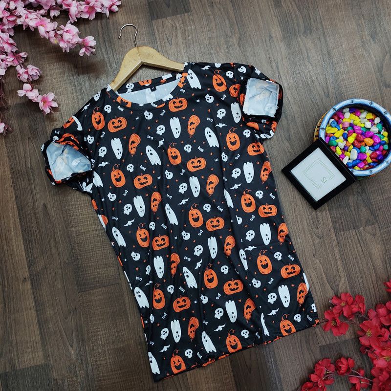Men Printed Round Neck Elastane Black T-Shirt