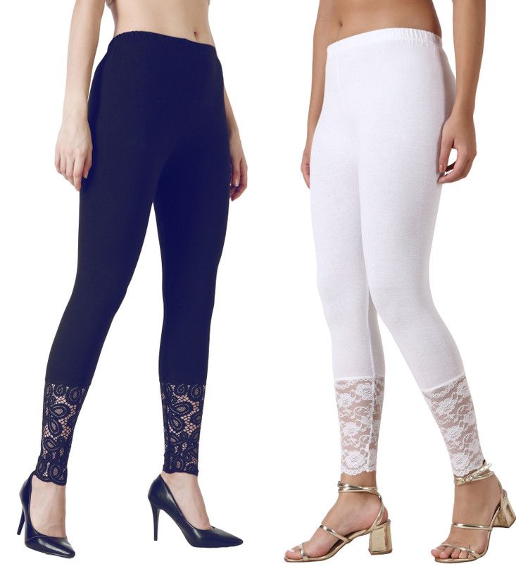 aakrushi Ankle Length Ethnic Wear Legging  (White, Dark Blue, Solid)