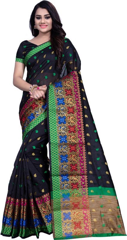 Self Design Bollywood Jacquard, Art Silk Saree  (Dark Blue)