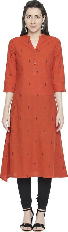 Women Self Design Cotton Blend A-line Kurta  (Maroon)