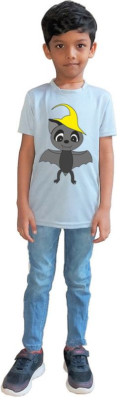 Boys Printed Polyester T Shirt  (Grey, Pack of 1)
