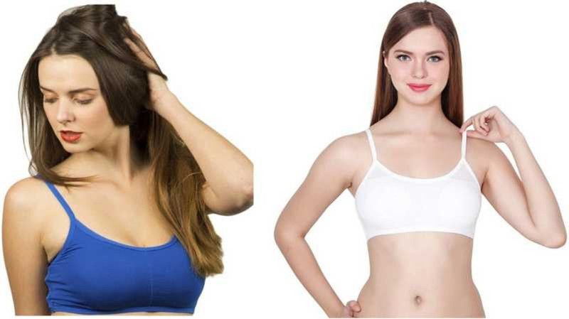 Pack of 2 Women Bralette Lightly Padded Bra  (Blue, White)