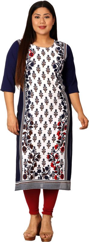 Women Abstract Kurta  (White)
