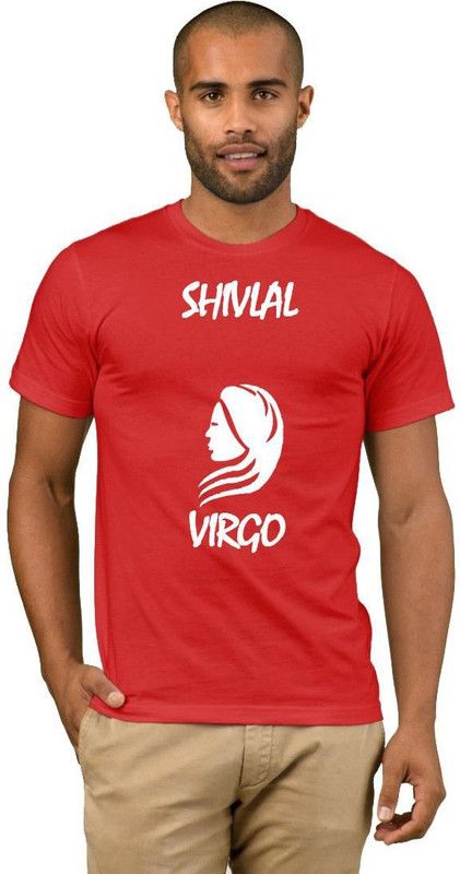 Shivlal Zodiac Virgo Style Fashion V08 Men Printed Round Neck Cotton Blend Red T-Shirt