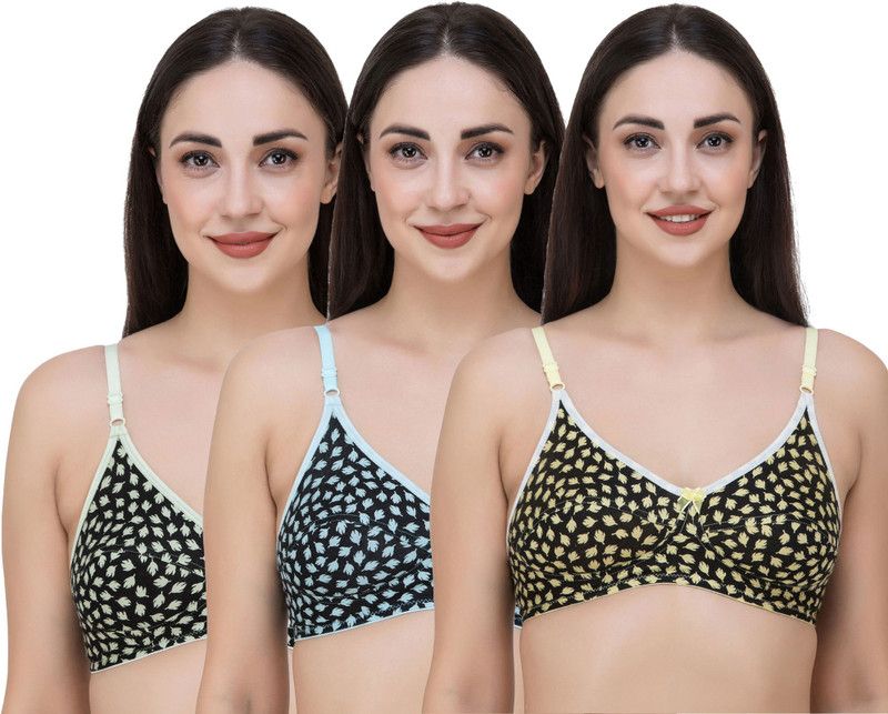 Women Full Coverage Non Padded Bra  (Blue, Yellow, Green)