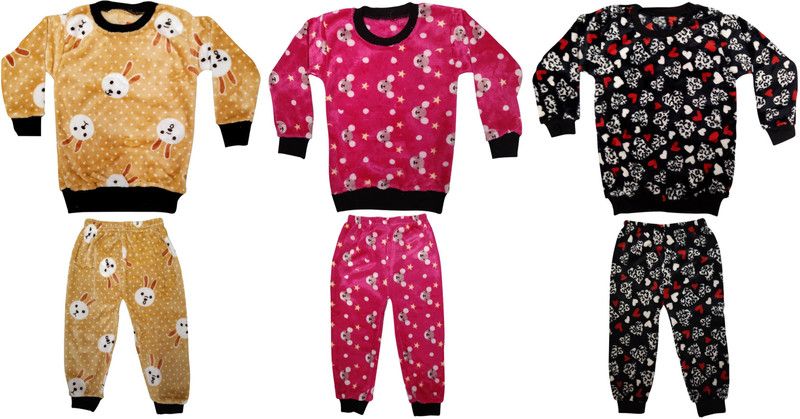 Boys & Girls Casual Cardigan Pyjama  (Multicolor)
