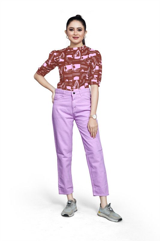 Women Regular High Rise Purple Jeans