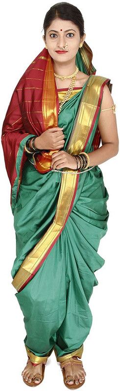 Solid/Plain Assam Silk Cotton Blend Saree  (Green)