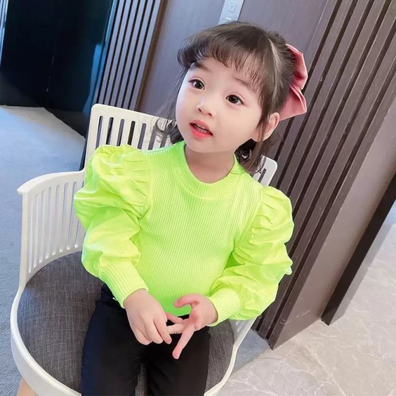 Girls Party Cotton Blend Fashion Sleeve Top  (Green, Pack of 4)