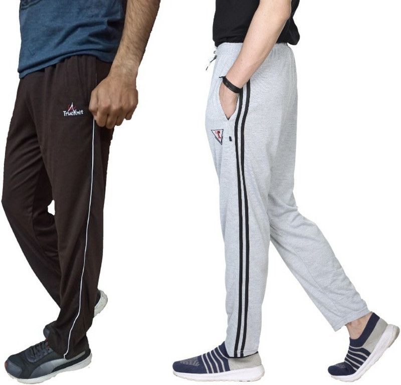 Pack of 2 Men Striped Brown Track Pants