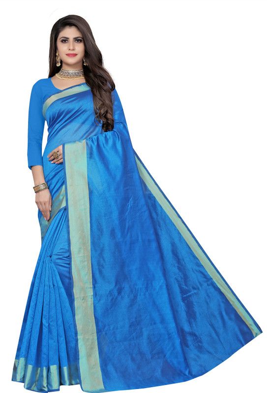 Woven Paithani Pure Silk Saree  (Blue)