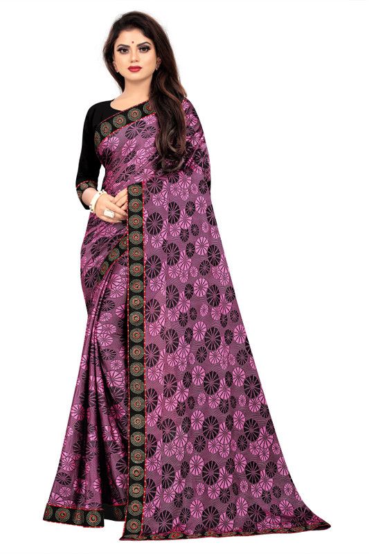 Embellished Bollywood Lycra Blend, Jacquard Saree  (Pink)