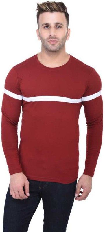 Color Block Men White, Maroon T-Shirt