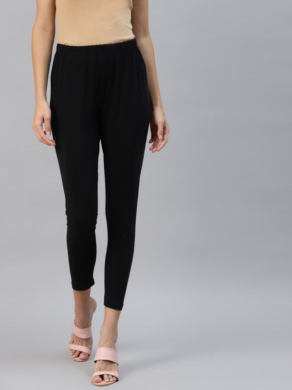 LAABHA Ankle Length Ethnic Wear Legging  (Black, Solid)