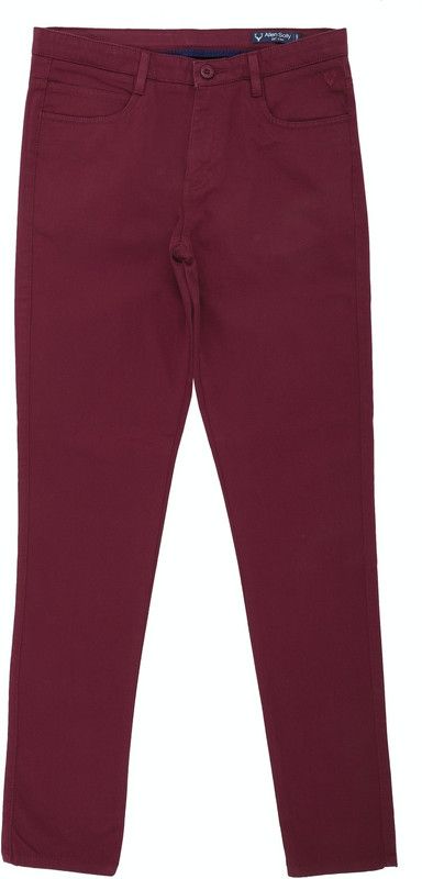 Boys Slim Fit Maroon Cotton Blend Trousers