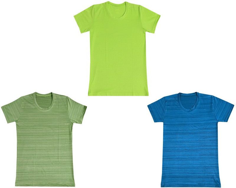 Boys Striped Polyester T Shirt  (Multicolor, Pack of 3)