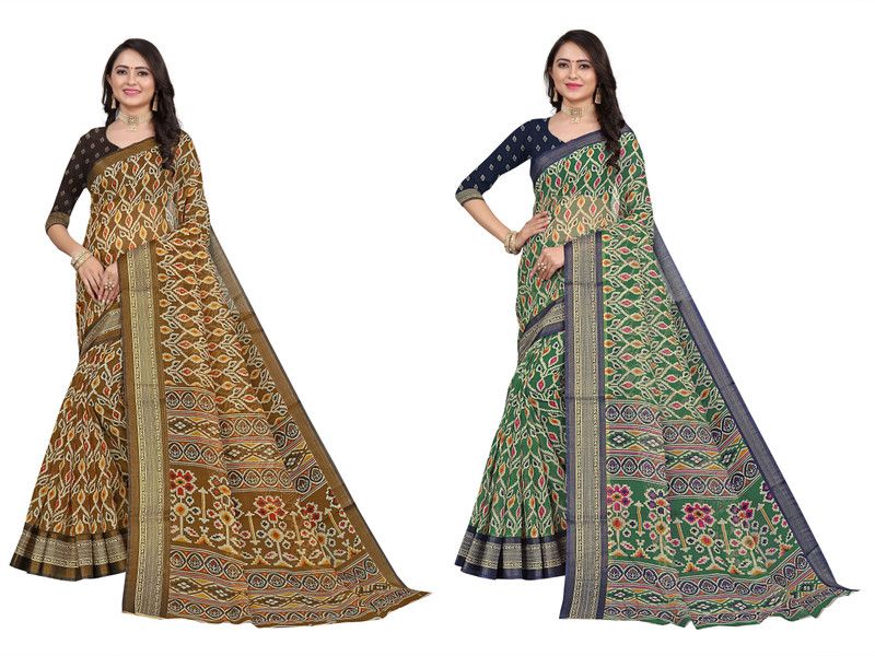 Printed Fashion Cotton Silk Saree  (Pack of 1966, Multicolor)