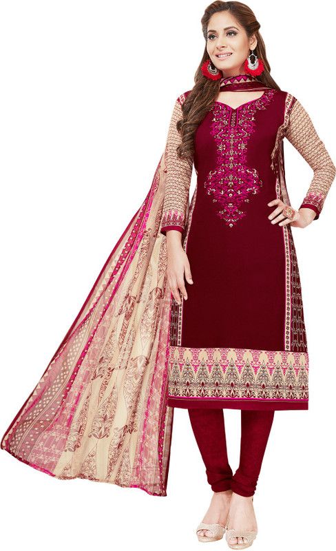 Semi Stitched Polycotton Salwar Suit Material Printed