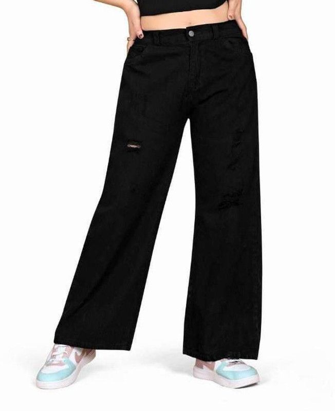 Women Jogger Fit Mid Rise Black Jeans