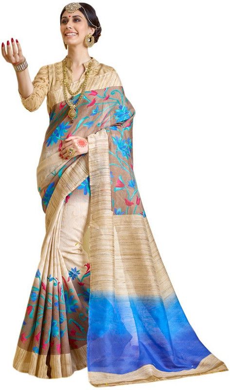 Self Design, Printed, Striped, Floral Print Bollywood Silk Blend Saree  (Multicolor)