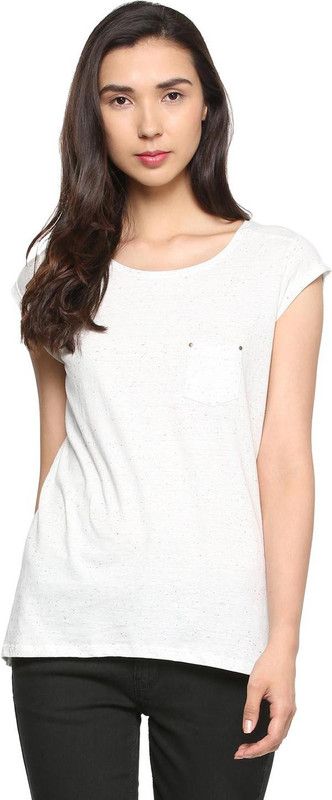 Casual Cap Sleeves Self Design Women White Top