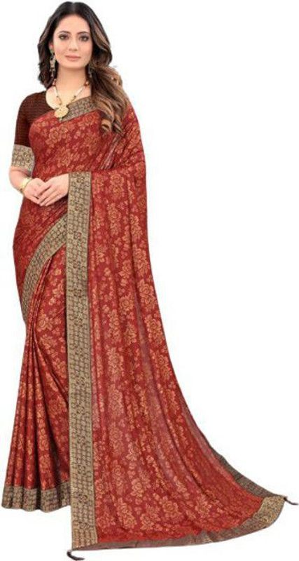 Printed, Self Design, Digital Print, Temple Border, Woven Kovai Brasso Saree  (Maroon)