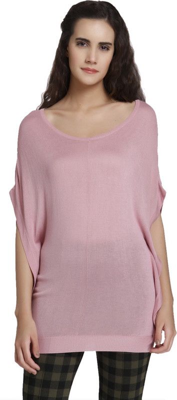 Casual Dolman Sleeve Self Design Women Pink Top