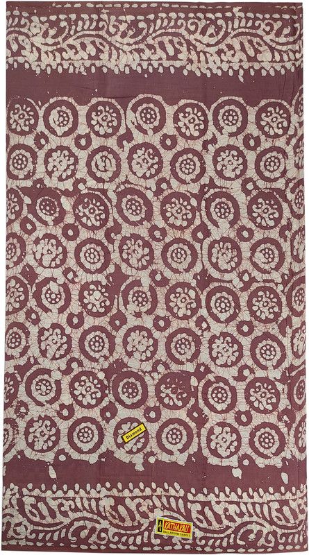 Printed Daily Wear Cotton Blend Saree  (Brown)