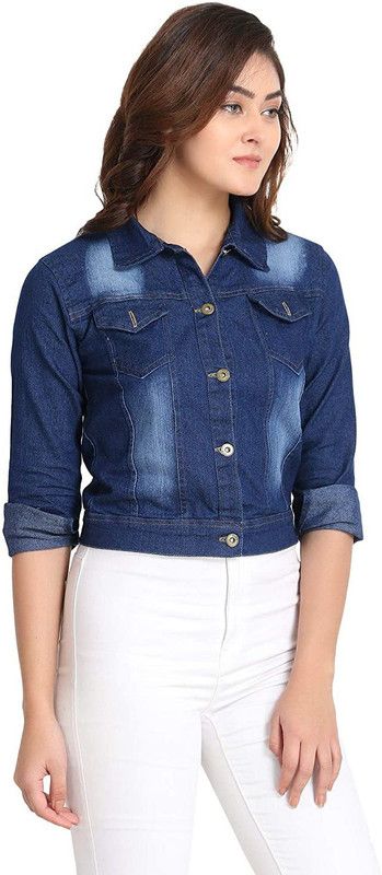 Women Washed Denim Casual Jacket