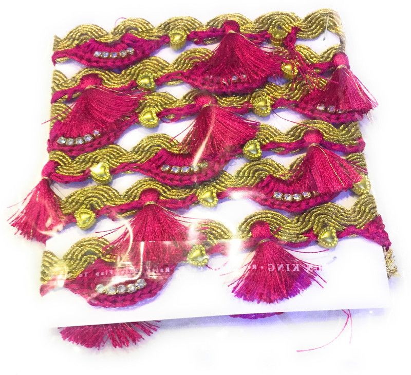XLDreams SareePinkKuchhu Lace Saree Falls  (Pink)