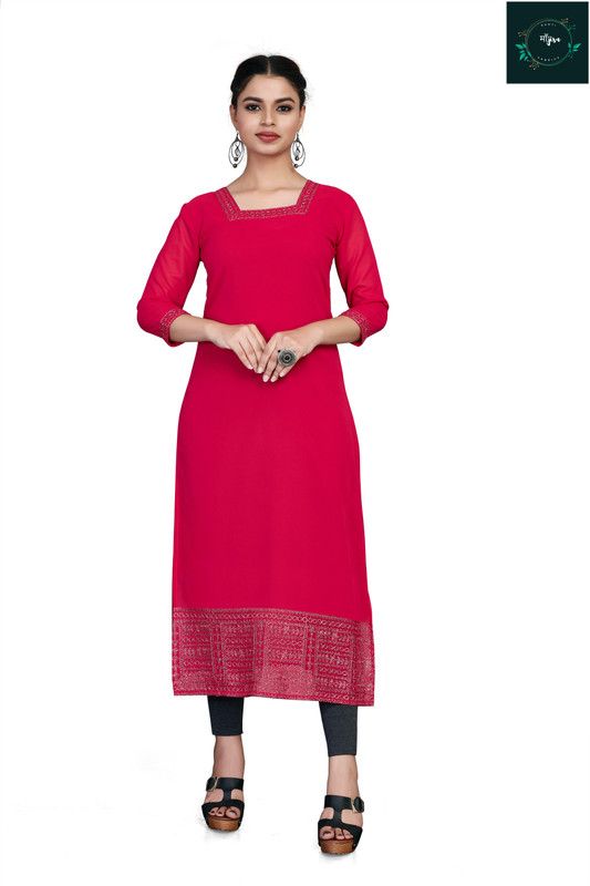 Women Embroidered Georgette Anarkali Kurta  (Multicolor)