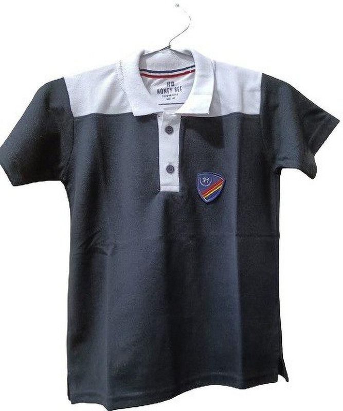 Boys Colorblock Polycotton T Shirt  (Black, Pack of 1)