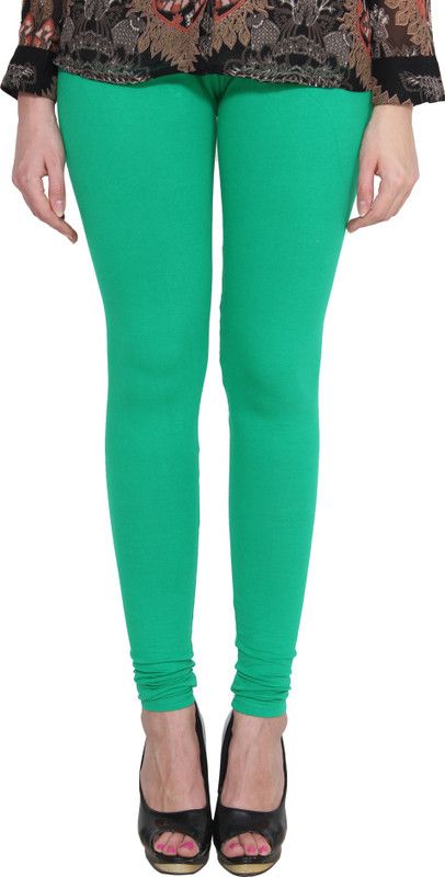 AVD Churidar Western Wear Legging  (Light Green, Solid)