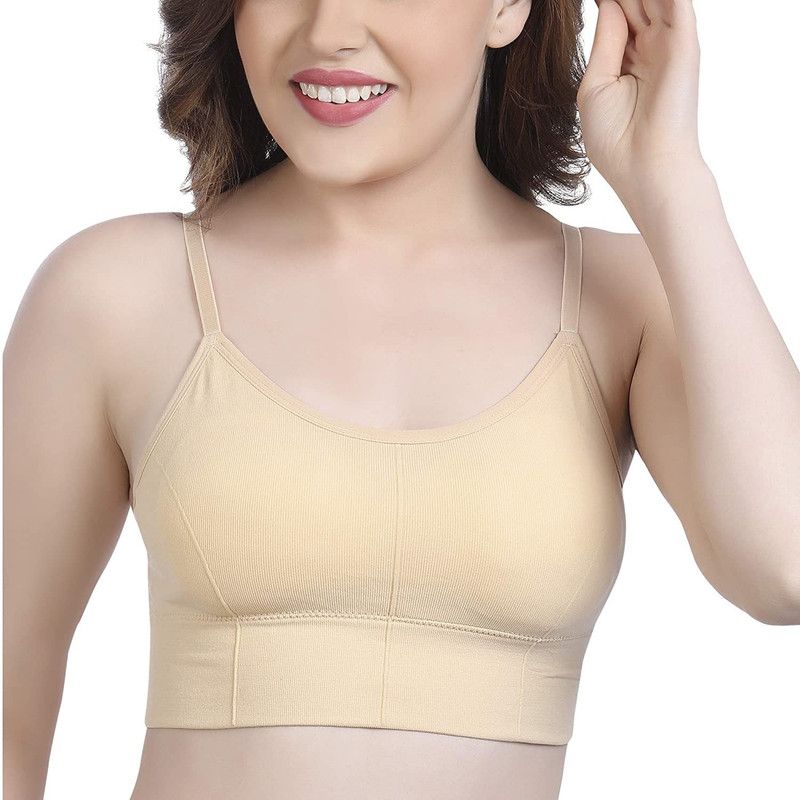 Casual Noodle Straps Printed Women Beige Top