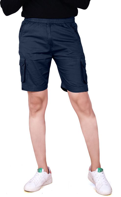Printed Men Dark Blue Cargo Shorts