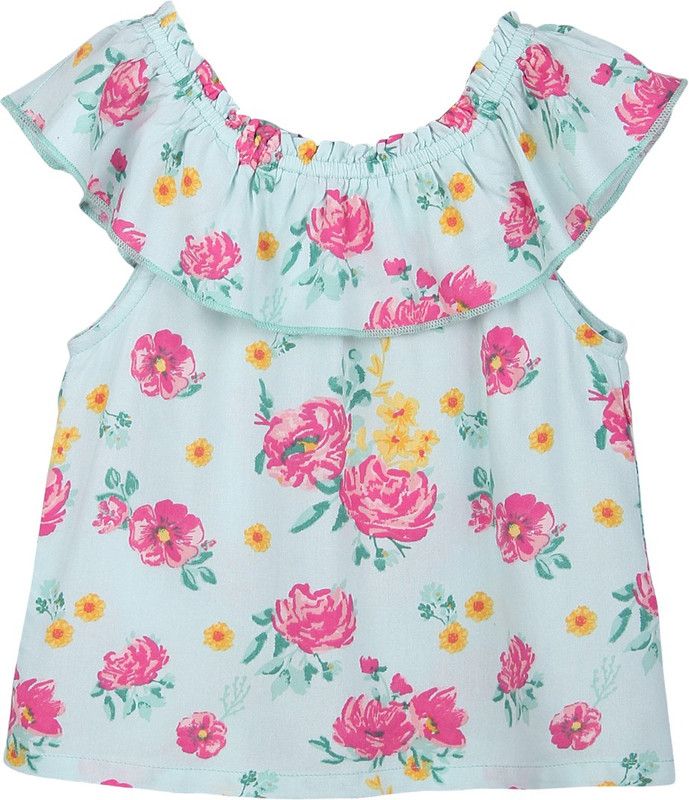 Girls Casual Viscose Top  (Green, Pack of 1)