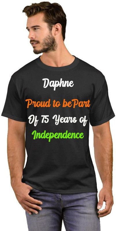 Daphne Proud to be Part of 75 Years Of Independence Men Printed Round Neck Cotton Blend White, Black T-Shirt